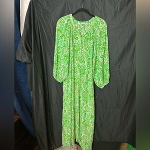 Zara XXL Green Paisley Floral Women's Summer Dress, Light Flowy